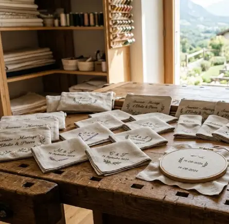 assortiment de créations brodées pour habiller tout votre mariage