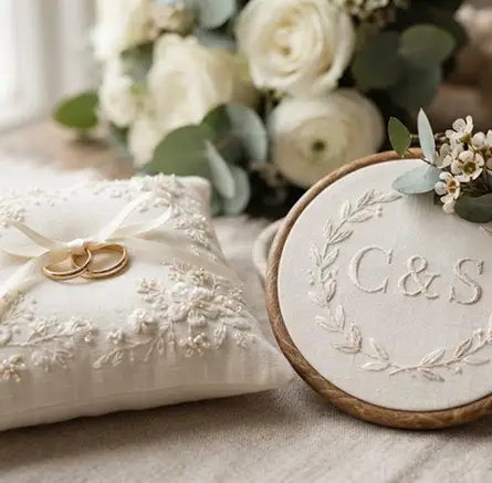 assortiment de créations brodées pour habiller tout votre mariage