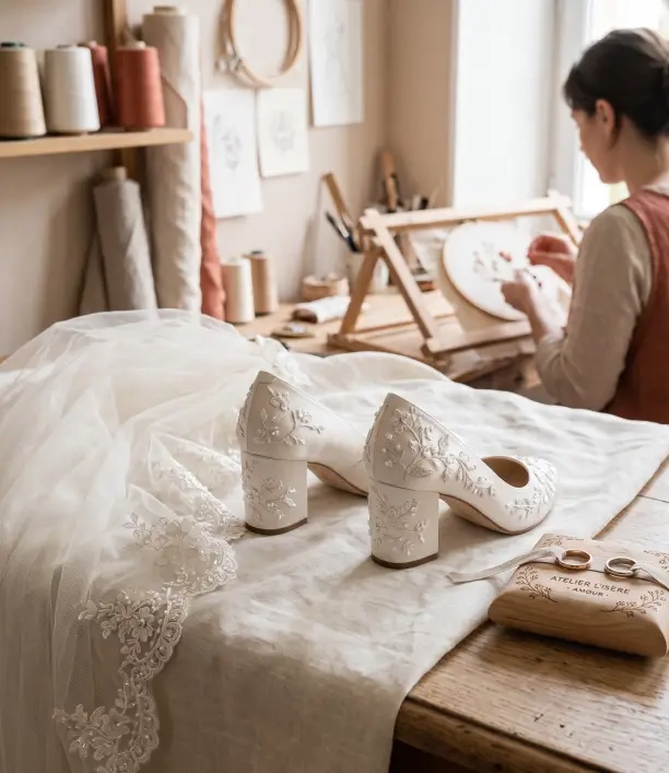 collection de créations brodées personnalisées pour un mariage